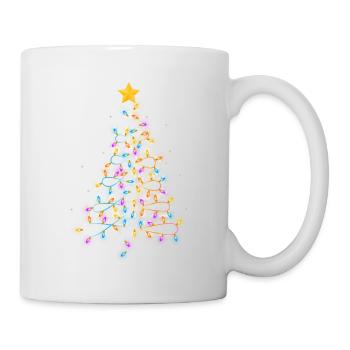 Hund Paw Print Puppy Weihnachtsbaum Lichter Cool - Tasse - Weiß - Rechts