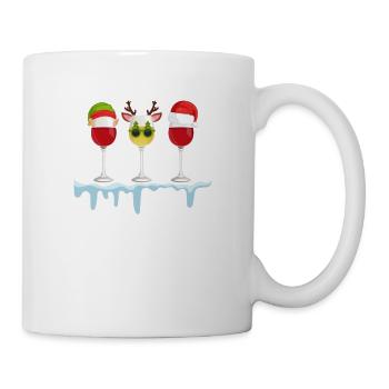 Weinglas Weihnachtsmann Elf Rentier Trinken Cool - Tasse - Weiß - Rechts