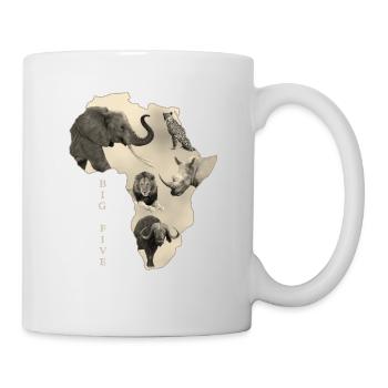 Africa Big 5 - Elephant Lion Leopard Buffalo Rhino - Mug - white - Right