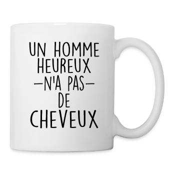 Homme Heureux n'a Pas de Cheveux - Calvitie Cadeau - Mug blanc - blanc - Droite
