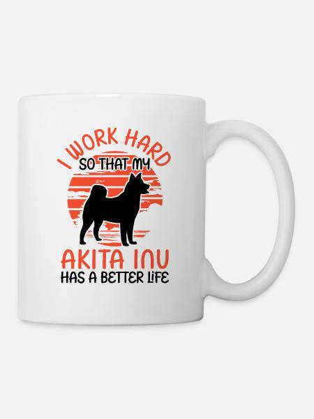 Travailler pour Akita Inu Shiba Inu - Mug blanc - blanc