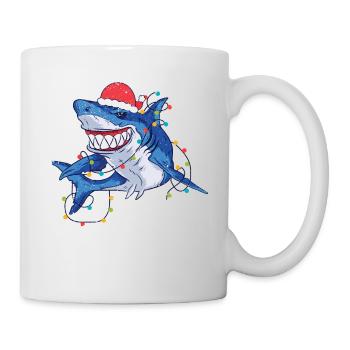 Père Noël Requin Lumières de Noël Drôle - Mug blanc - blanc - Droite