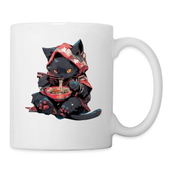 Anime Manga Kawaii Cat Eats Ramen Noodles - Mug - white - Right