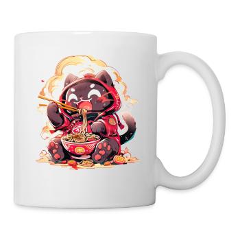 Anime Manga Kawaii Cat Eats Ramen Noodles - Mug - white - Right