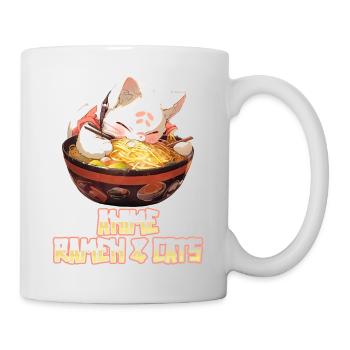Anime Manga Kawaii Cat Eats Ramen Noodles - Mug - white - Right