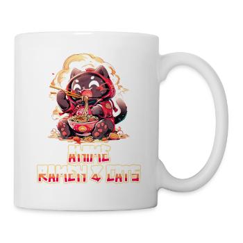 Anime Manga Kawaii Cat Eats Ramen Noodles - Mug - white - Right