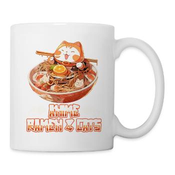 Anime Manga Kawaii Cat Eats Ramen Noodles - Mug - white - Right