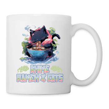 Anime Manga Kawaii Cat Eats Ramen Noodles - Mug - white - Right
