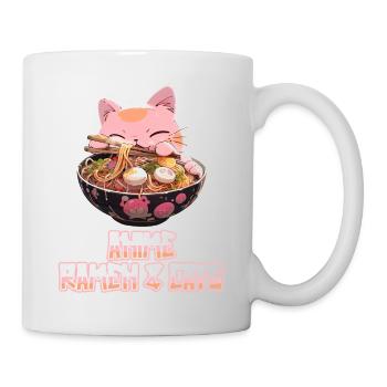 Anime Manga Kawaii Cat Eats Ramen Noodles - Mug - white - Right