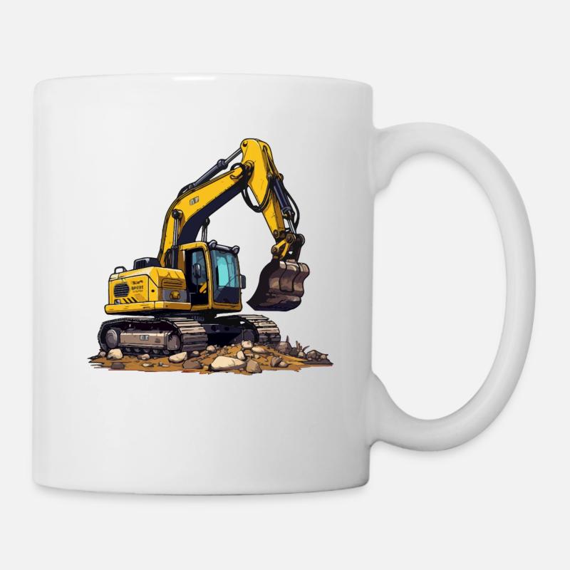 Realistischer Comic Bagger - Tasse - Weiß