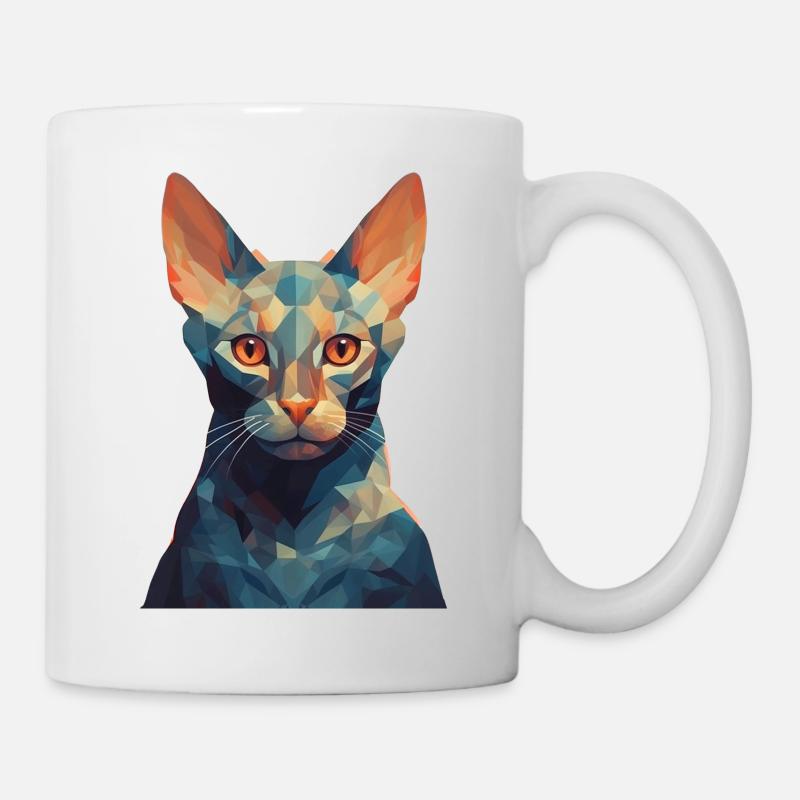 Katze - stylish, modern, abstrakt, künstlerisch - Tasse - Weiß
