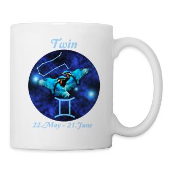 Zodiac sign Gemini, Kingfisher, Constellation - Mug - white - Right