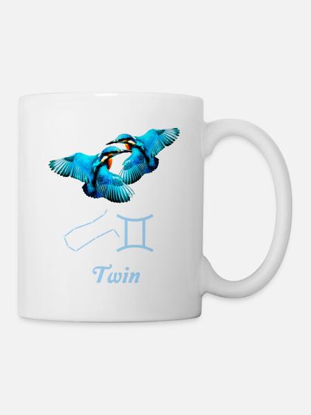 Sternzeichen Zwilling, Eisvogel, Sternenbild - Tasse - Weiß