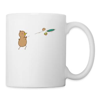 Kiwi joue Frisbee, oiseau et fruit - Mug blanc - blanc - Droite