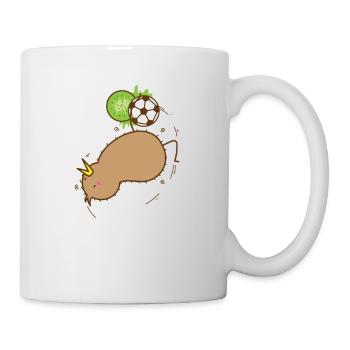 Kiwi with drop back bird and fruit - Mug - white - Right