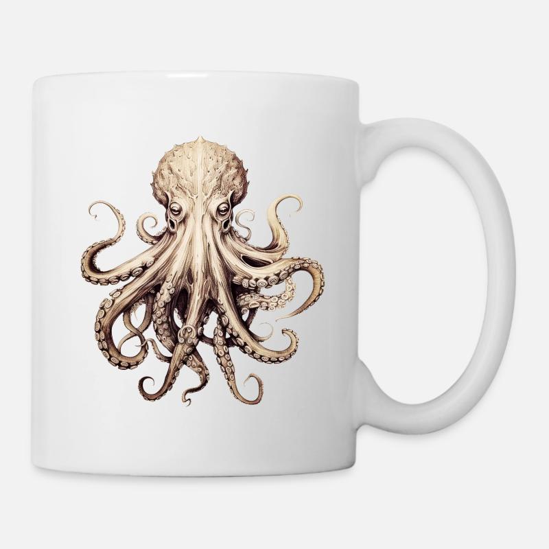 Octopus - élégant, moderne, abstrait - Kraken - Mug blanc - blanc