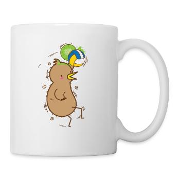 Kiwi joue au volley-ball oiseau et aux fruits - Mug blanc - blanc - Droite