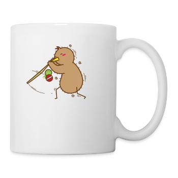 Le kiwi joue avec le bâton, l’oiseau et les fruits - Mug blanc - blanc - Droite