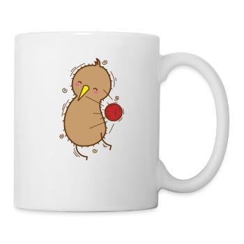 Un oiseau kiwi joue au ballon-chasseur avec des kiwis - Mug blanc - blanc - Droite