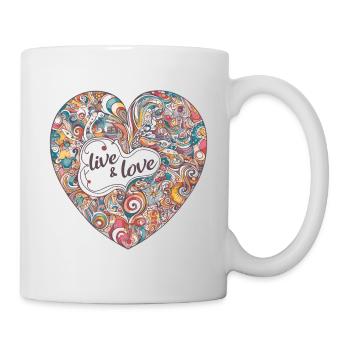 Buntes Herz - live & love - Mug - white - Right
