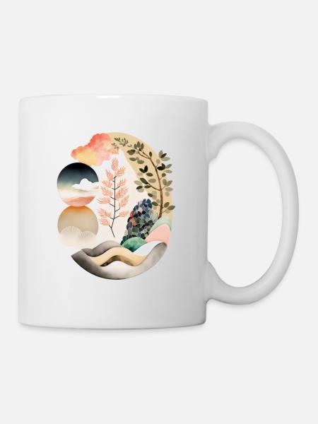 Japandi egg, round design in japandi style - Mug - white