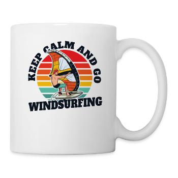 Restez calme et allez faire de la planche à voile Wellenreiter Surfer - Mug blanc - blanc - Droite