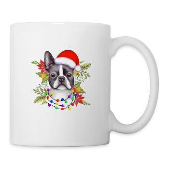 Boston Terrier Père Noël Lumière de l’arbre de Noël - Mug blanc - blanc - Droite