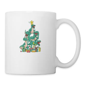 Weihnachten Dinosaurier Baum Rex Pyjamas Lustige - Tasse - Weiß - Rechts