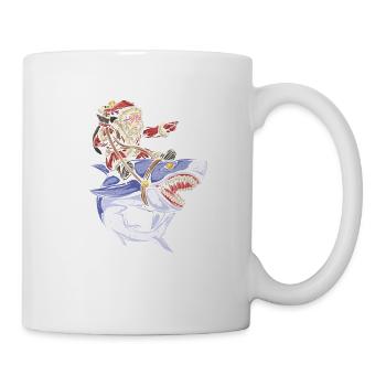 Weihnachtsmann Reiten Hai Weihnachten Fisch Merry - Tasse - Weiß - Rechts