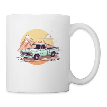 LKW Vintage Old Classic School Amerikanischer Pickup - Tasse - Weiß - Rechts