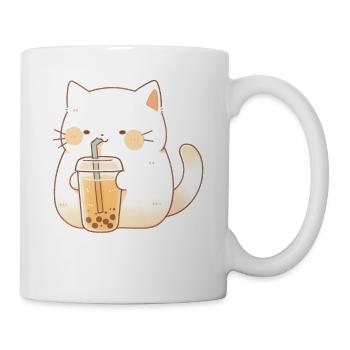 Boba and Cats Katze die Bubble Tee trinkt Anime - Tasse - Weiß - Rechts