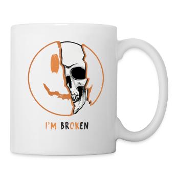 Spooky Halloween Design: "I'm Broken" Skull - Mug - white - Right