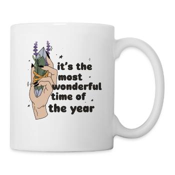 Main rétro d’Halloween avec sorcières en cristal et fleurs - Mug blanc - blanc - Droite