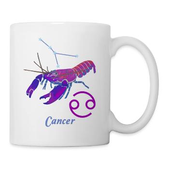 Sternzeichen Krebs, Sternenbild Krebs, Flusskrebs - Tasse - Weiß - Rechts