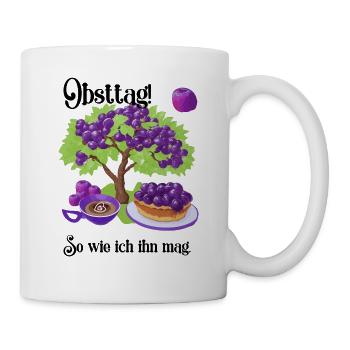 Mein Obsttag: Pflaumenkuchen und Kaffee - Tasse - Weiß - Rechts