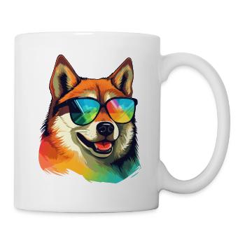 Colorful Akita Wearing Sunglasses Dog Lover - Mug - white - Right