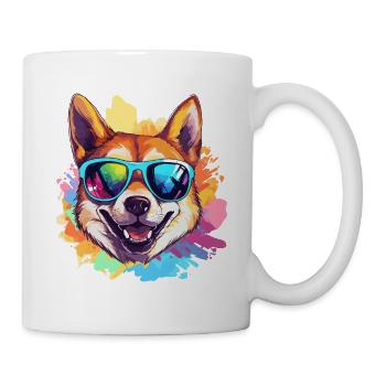 Colorful Akita Wearing Sunglasses Dog Lover - Mug - white - Right
