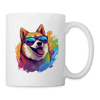 Colorful Akita Wearing Sunglasses Dog Lover - Mug - white - Right