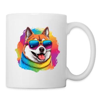 Colorful Akita Wearing Sunglasses Dog Lover - Mug - white - Right