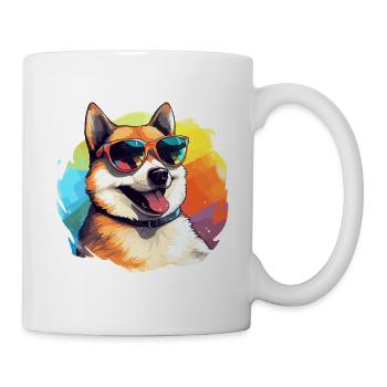 Colorful Akita Wearing Sunglasses Dog Lover - Mug - white - Right