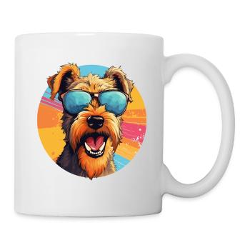 Airedale Terrier coloré portant des lunettes de soleil - Mug blanc - blanc - Droite