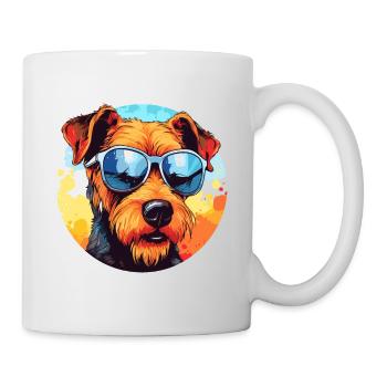 Bunte Airedale Terrier mit Sonnenbrille - Tasse - Weiß - Rechts
