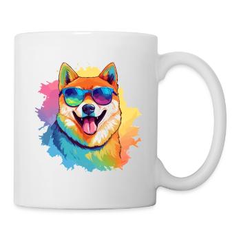 Colorful Akita Wearing Sunglasses Dog Lover - Mug - white - Right