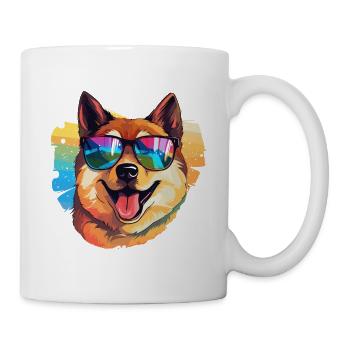 Colorful Akita Wearing Sunglasses Dog Lover - Mug - white - Right