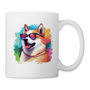 Colorful Akita Wearing Sunglasses Dog Lover - Mug - white - Right