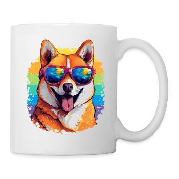 Colorful Akita Wearing Sunglasses Dog Lover - Mug - white - Right
