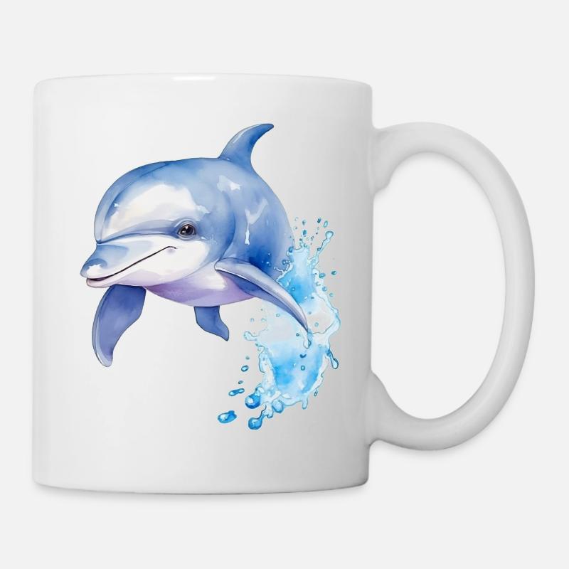 Dauphin bleu - Mug blanc - blanc