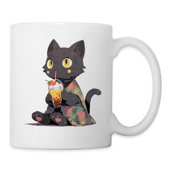 Boba and Cats Katze die Bubble Tee trinkt Anime - Tasse - Weiß - Rechts