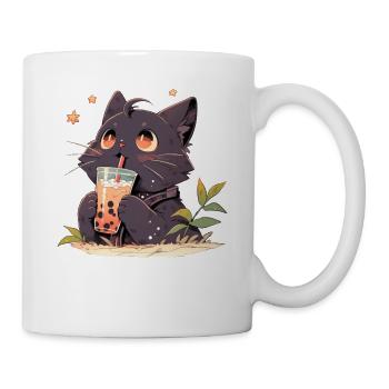 Boba and Cats Katze die Bubble Tee trinkt Anime - Tasse - Weiß - Rechts