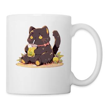 Boba and Cats Katze die Bubble Tee trinkt Anime - Tasse - Weiß - Rechts